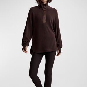 Varley Roeder Half Zip Pullover Brown Athleisure Luxe Oversized Soft Medium NWOT